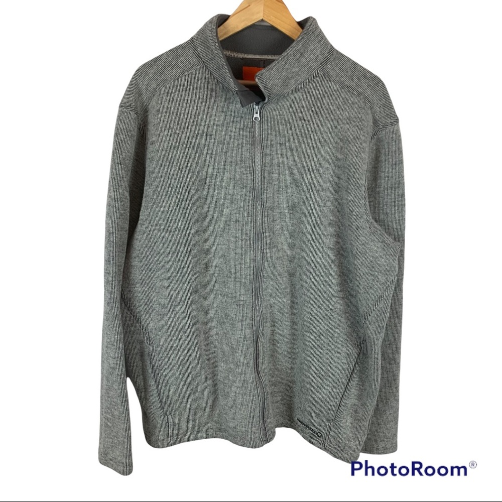 ❤️ Men's Merrell Gray Wool Ribbed Fleece Lined Zip Up Jacket Size XXL
